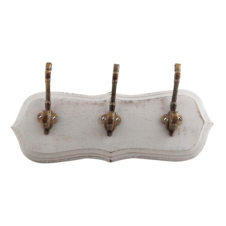 Grey Antique Small Wall Wooden Iron Hooks